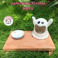 KAYU [Happy Hamster] Nature wood Platform hamster | Hamster Wooden Table