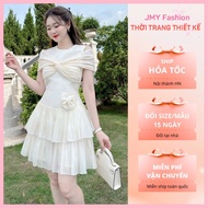 (FIRE) V575, RC627 Lady's short flared tafta cream dress with silk chiffon [TH HA LE]