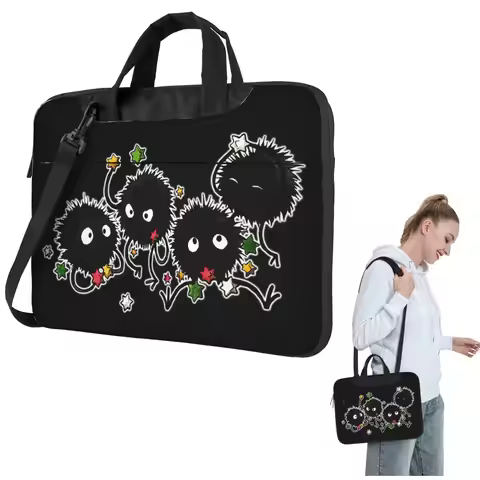 Soot Studio Ghibli Laptop Bag Shockproof Case Computer Bag 13 14 15.6 Inch Crossbody Laptop Pouch Fo