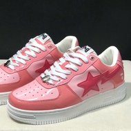 Bape Sta Ape-Man Head Low-Cut Fashion Trendy Sneakers Men Women Shoes Glossy Pink