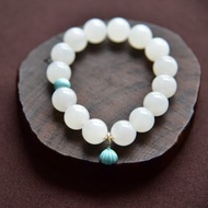 【好天氣】精品天然和田白玉羊脂白青海老料高瓷原礦綠松石手串