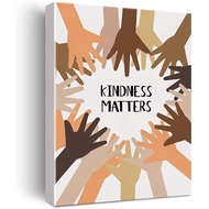 Kindness Matters Diversity Classroom Framed Canvas Wall Art Positive Classroom Decor Inclusion Equal