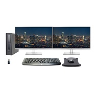 HP EliteDesk 800 G1 SFF Desktop, Intel i7, 16GB, 500GB SSD, Dual (2) E243 24-inch HP FHD Monitors, W