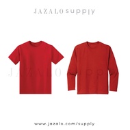 Kids Plain Red Cotton T-shirt / Microfiber Jersey - Short &amp; Long-sleeved - Baju Jersi Kosong (Budak Kanak-kanak)