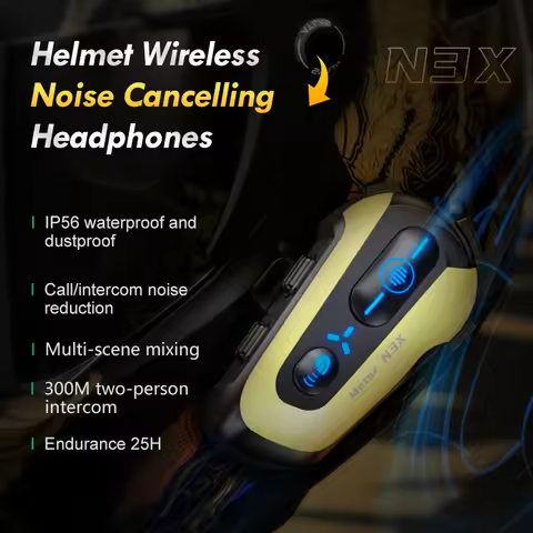 N3X Motorcycle Helmet Bluetooth Headset 300M Intercom Noise Cancellation Helmet Speakers Soft/Hard M