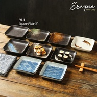 NEW Yui Square Plate 5" / Piring Saji Sushi Keramik Jepang Petak Kecil