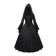 Halloween Costumes For Women Dress Medieval Retro Gothic Flare Sleeves Stage Gathering Tunic Dress C