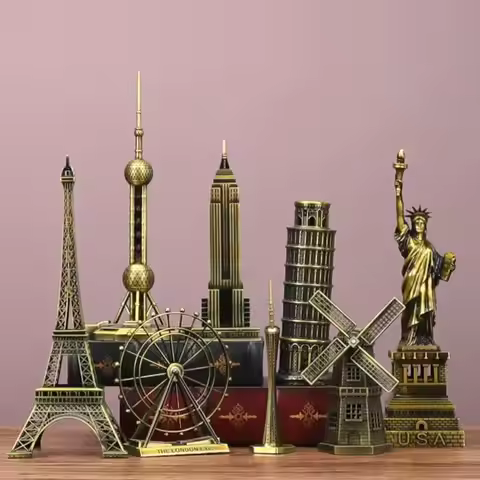30 Kind Metal Handicrafts Pisa Tower Egyptian Pyramids Building Model Kremlin Empire State Building