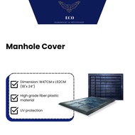 ECO HARDWARE 15" x 20"/18" x 24" Fiber Main Hole Cover/Fiberglass Manhole Cover/Penutup Longkang