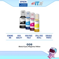 Epson 008 Ink Bottle Original EcoTank (Black Cyan Magenta Yellow) Pigment & Dye Ink High Yield Spill