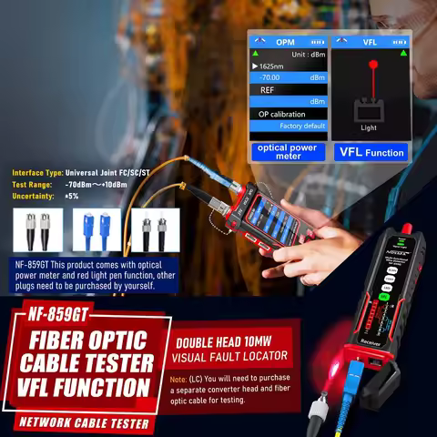 NF-859GT Line Finder Network Tester Anti interference Fiber Optic Detection Optical Power Red Light 