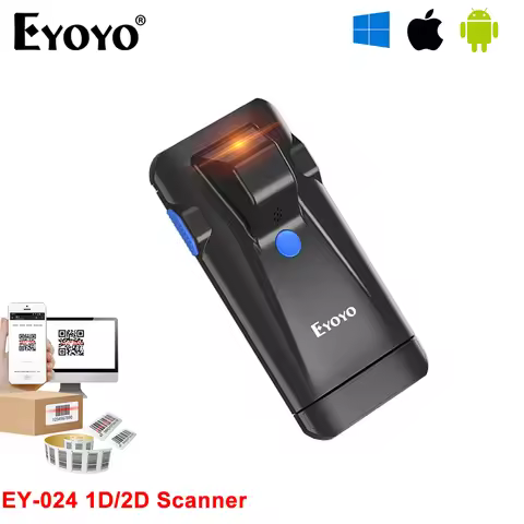 Eyoyo Portable Bluetooth 1D/2D UPC EAN Barcode Scanner EY-024 Automatic Continuous Scan QR PDF417 Co