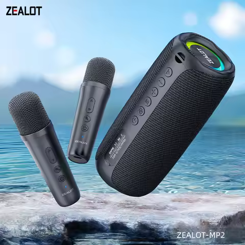 ZEALOT-MP2m Karaoke Machine Portable bluetooth speaker with 1-2 Wireless Microphone with Enhanced Ba