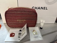 Chanel 贈品 紅色化妝包及試用裝 吊飾