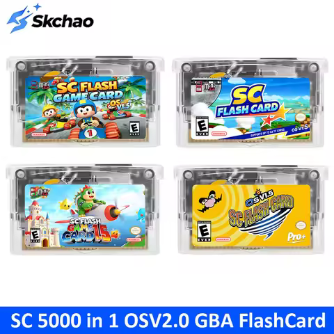 SC OS V2.0 GBA FlashCard 5000 in 1 RTC Game Cartridge for NDS/NDSL/GBM/GBA, 8GB TF Card with GBA/DS 
