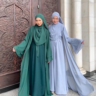 Ayra Abaya Full Set Dengan Inner Jubah & Shawl Chiffon - Cardigan & Shawl Bahan Chiffon Berat | Set 