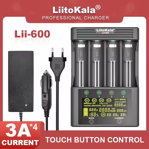 LiitoKala Lii-600 LCD Lithium Battery Charger 3.7V and NiMH 1.2V Battery Suitable for 18650 26650 21