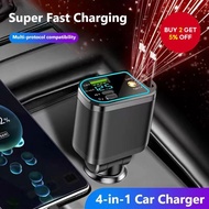 150W Car Charger PD30W Car  Adapter Voltage Display With Retractable Cable Fast Charger 22.5W For IO