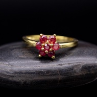 แหวนพลอยทับทิมพม่า(Natural Ruby) เผาเก่า เรือนเงินแท้ 92.5%ชุบทอง ไซส์นิ้ว54 หรือเบอร์ 7 US ปรับไซส์นิ้วฟรี