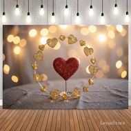 Golden Heart Sparkling Bokeh Photo Backdrop Romantic Valentine's Day Wedding Anniversary Couple Port