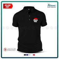 Polo T-Shirt Sulam Pizza Hut Fast Food Master of Pizza Hawaiian pizza Baju Lelaki Cotton Embroider F
