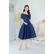 [LUXURY707] LX6108 : ชุดออกงานเปิดบ่า กระโปรงบานสไตล์เกาหลี