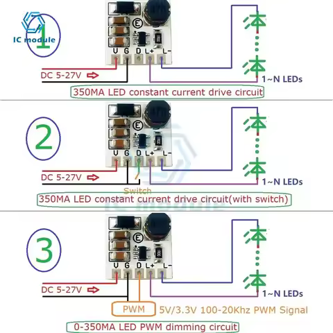 Mini LD2635MA DC5-27V 350mA Buck HB LED Driver Module Step Down Buck Converter for Arduino
