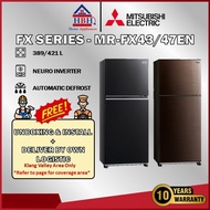 (Free Install)Mitsubishi 389L | 421L 2 Door Inverter Top Freezer Refrigerator Fridge MR-FX43EN | MR-