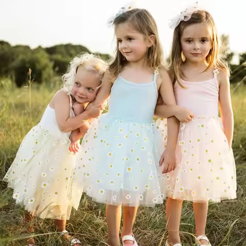 ma&baby 6M-4Y Toddler Kids Baby Girls Tutu Dress Tulle Party Birthday Daisy Dresses For Girl Summer