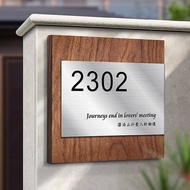Household High-End House Number Plate Customized Outdoor Door Stainless Steel Waterproof Signboard