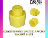 KONEKTOR STIK SPRAYER  DRAT DALAM18MM KE DRAT LUAR 14MM nipple nepel pompa dc drat 1/4 inch irigasi