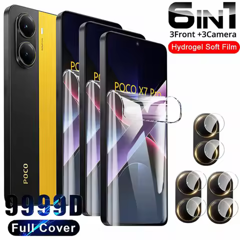 6IN1 Hydrogel Film For Xiaomi POCO X7 Pro X6 X5 X3 X4 GT NFC M6 M7 Pro 5G Screen Protector For POCO 