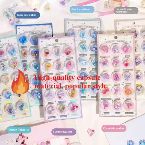 3D Capsule Creative Illustrated Embossed Crystal Stereo Sticker Handmade Puzzle Phone Camera Decorat