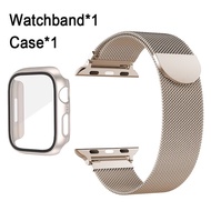 Case+strap For iWatch band 41mm 45mm 40mm 44mm 38mm 42mm Glass Case+Metal stainless steel bracelet iWatch Ultra 9 8 5 4 3 SE 6 7