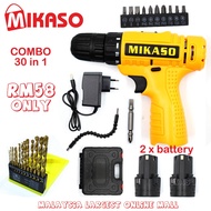 MIKASO Cordless Drill 12 Volt Combo Set 30 in 1 Two Battery 11 Screw Bits 13 Pieces Drill Bits