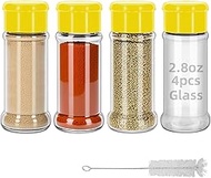eispap 4Pcs Glass 2.8oz 80ml Seasoning Containers with Screw Lids to Pour or Shake,Portable Empty Cl