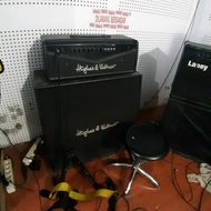 alat studio musik siap pakai 1set. drum pearl bass swr hughes kettner