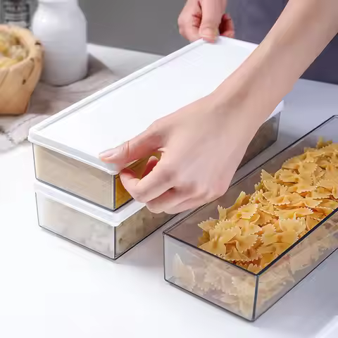 Transparen Food Storage Container Noodles Pasta Spaghetti Egg Bread Stackable Organizer Container Ki