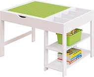 MallBest Toddler Activity Table for Large Building Blocks, Reversible 4-in-1 Kids Play Desk with Sto