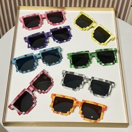 Mosaic Grid Frame Sunglasses Kids Halloween Party Cosplay Funny Pixel Mosaic Shades for Girls Boys