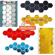 [Wholesale Price]Bedroom Living Room Art Mirror Removable Self Adhesive Mosaic Tiles Decals 3D Geometric Mirror Wall Stickers Colorful Hexagon Acrylic Mirror Sticker DIY Home Decor