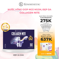 Nước uống Collagen Nite Kinohimitsu chống lão hóa giúp ngủ ngon làm sáng và mịn da 10 chai x 50g