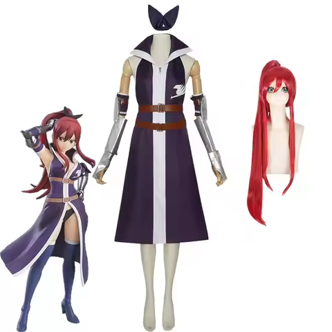 Anime Erza Scarlet Cosplay Costume Fairy Tail Guild Uniforms Fairy Queen Erza's Cosplay Wig Headwear