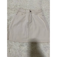 Lovito M Cream A-Line Denim Skirt