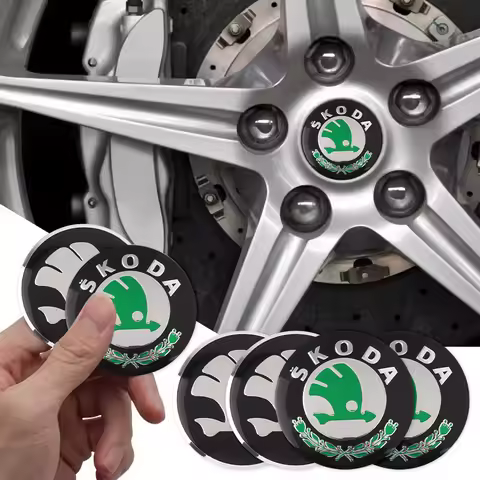 4PCS Tapas de Centro de Rueda de 56mm con Emblema Adhesivo para Coche Skoda Kylaq Elroq Octavia Enya