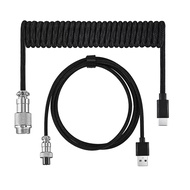 Usb Keyboard Cable Black Coiled Keyboard Usb Type C Cable DIY Aviation Plug Cable Connector Gaming U