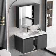 Space aluminum bathroom cabinet combination, toilet bathroom cabinet, ceramic integrated basin, stone slab, washbasin, washbasin cabinet combination