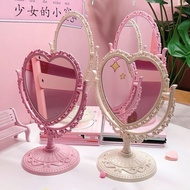 Double Sided Mirror Cermin Make Up Mirror cermin hiasan Vintage Mirror Love shaped mirror oval mirror