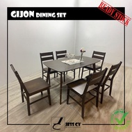 GIJON Dining Set / Walnut / Solid Rubber Wood / Modern / 1+6 / 1+4 / 1+4+Bench / 1+2+Bench