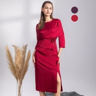 【MEDUSA】披肩立體花朵修身喜宴小禮服 - 2色(M-XL) | 媽媽禮服